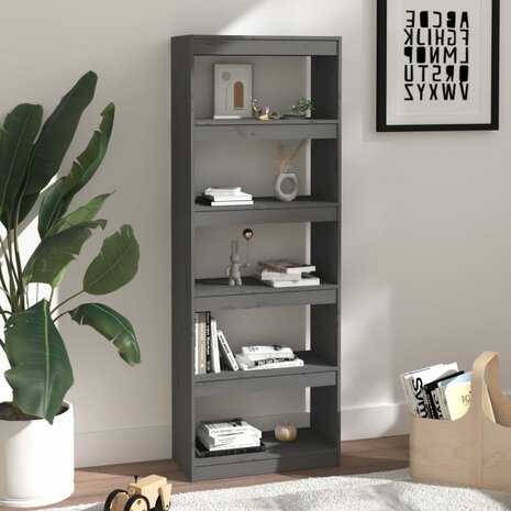 Boekenkast/kamerscherm 60x30x167,5 cm massief grenenhout grijs 8720286608753 6