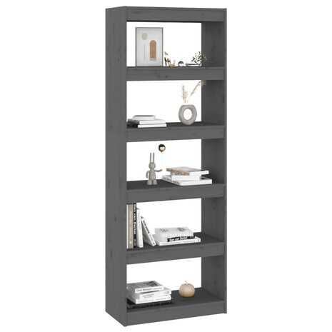 Boekenkast/kamerscherm 60x30x167,5 cm massief grenenhout grijs 8720286608753 7