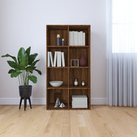 Boekenkast 66x30x130 cm bewerkt hout bruin eikenkleur 8720286975138 1