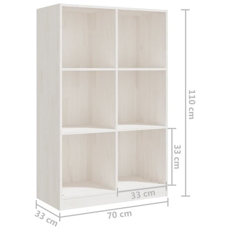 Boekenkast 70x33x110 cm massief grenenhout wit 8720286772843 8