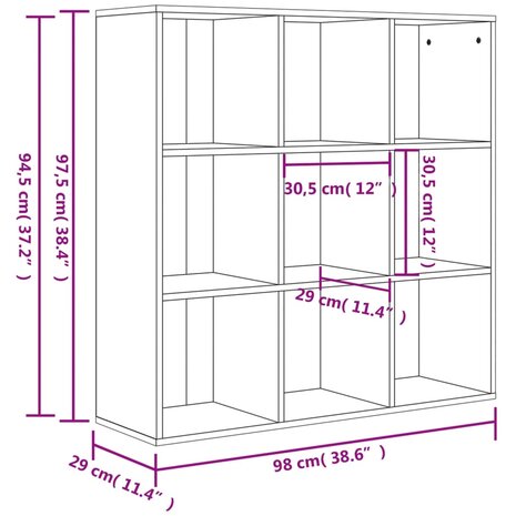 Boekenkast 98x29x97,5 cm bewerkt hout sonoma eikenkleurig 8719883869865 7