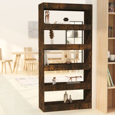 Boekenkast/kamerscherm 80x30x166 cm spaanplaat gerookt eiken 8720286844540 1