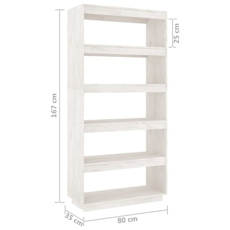 Boekenkast/kamerscherm 80x35x167 cm massief grenenhout wit 8720286816264 8