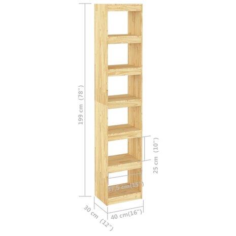 Boekenkast / kamerscherm 40x30x199 cm massief grenenhout 8720286608531 8