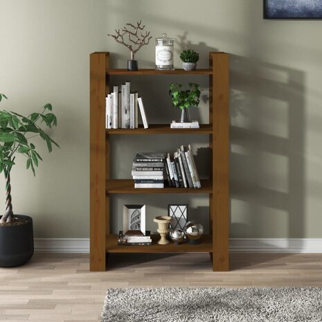 Boekenkast/kamerscherm 80x35x125 cm massief hout honingbruin 8720286905456 3