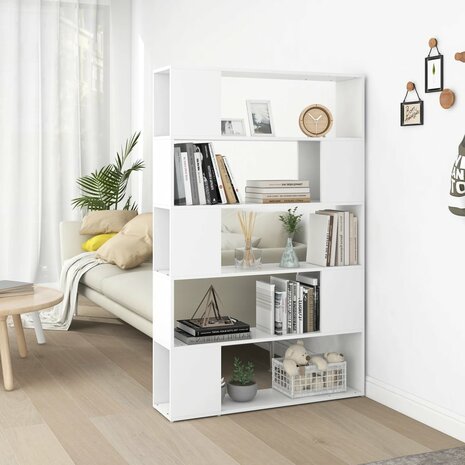 Boekenkast/kamerscherm 100x24x155 cm bewerkt hout wit 8720286651537 1