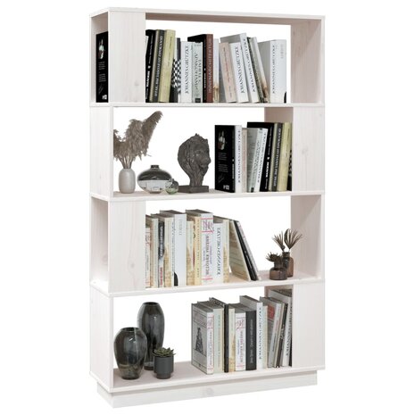 Boekenkast/kamerscherm 80x25x132 cm massief grenenhout wit 8720286906033 4