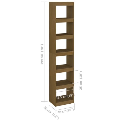 Boekenkast/kamerscherm massief grenenhout honingbruin 8720286608562 8