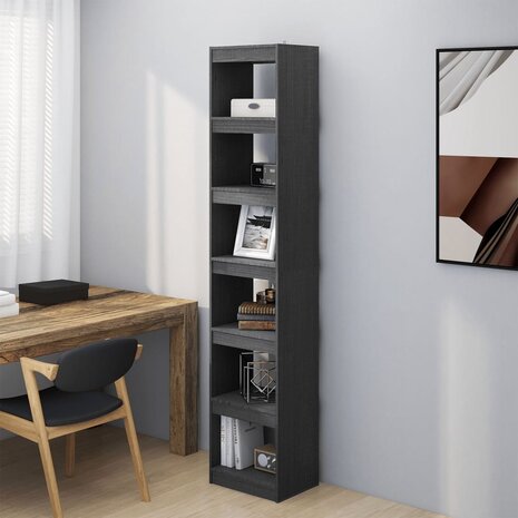 Boekenkast/kamerscherm 40x30x199 cm massief grenenhout grijs 8720286608555 1