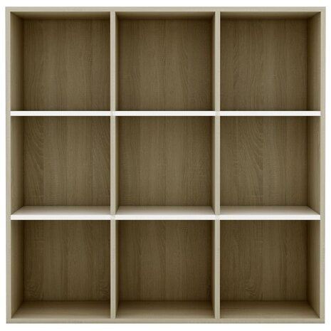 Boekenkast 98x29x97,5cm bewerkt hout wit en sonoma eikenkleurig 8719883869889 3