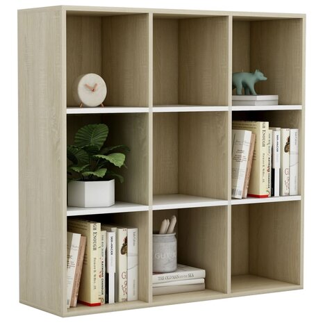 Boekenkast 98x29x97,5cm bewerkt hout wit en sonoma eikenkleurig 8719883869889 5