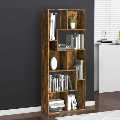 Boekenkast 67x24x161 cm bewerkt hout gerookt eikenkleurig 8720286954454 1