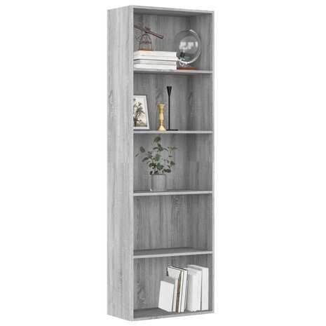 Boekenkast 60x30x189 cm bewerkt hout grijs sonoma eikenkleurig 8720286976111 3