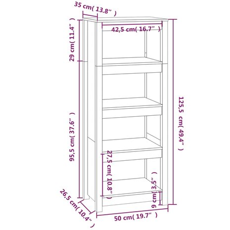 Boekenkast 50x35x125,5 cm massief grenenhout 8720845556600 8