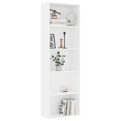 Boekenkast met 5 schappen 60x30x189 cm bewerkt hout wit 8719883815855 3