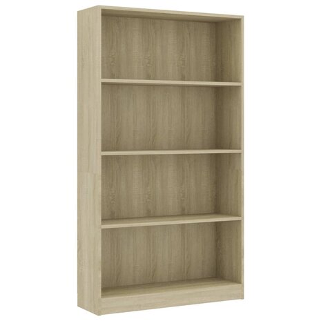 Boekenkast met 4 schappen 80x24x142 cm bewerkt hout sonoma eik 8719883815251 2