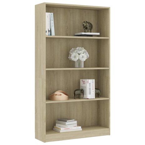 Boekenkast met 4 schappen 80x24x142 cm bewerkt hout sonoma eik 8719883815251 3