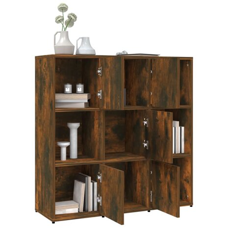 Boekenkast 90x30x90 cm bewerkt hout gerookt eikenkleurig 8720286977033 4