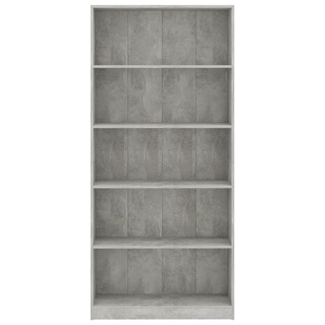 Boekenkast met 5 schappen 80x24x175 cm bewerkt hout betongrijs 8719883815350 4