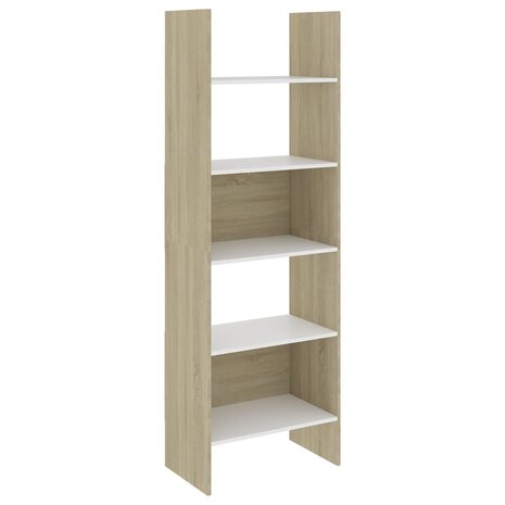 Boekenkast 60x35x180 cm bewerkt hout wit en sonoma eikenkleurig 8720286352670 2