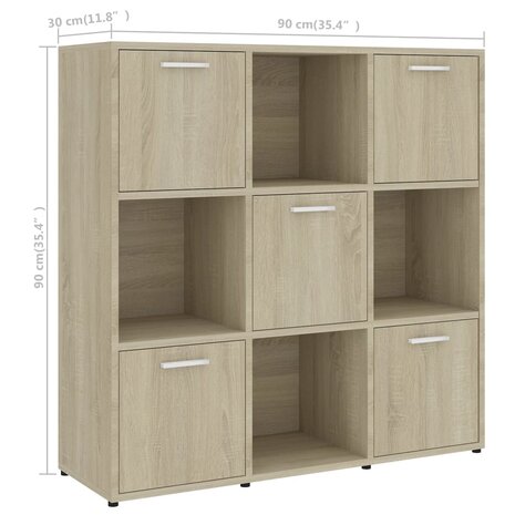 Boekenkast 90x30x90 cm bewerkt hout sonoma eikenkleurig 8720286017272 8