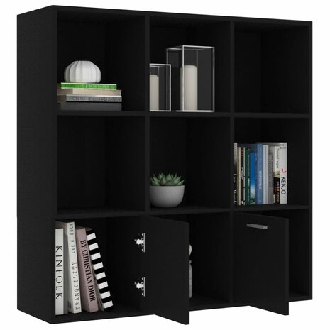 Boekenkast 98x30x98 cm bewerkt hout zwart 8719883869759 6