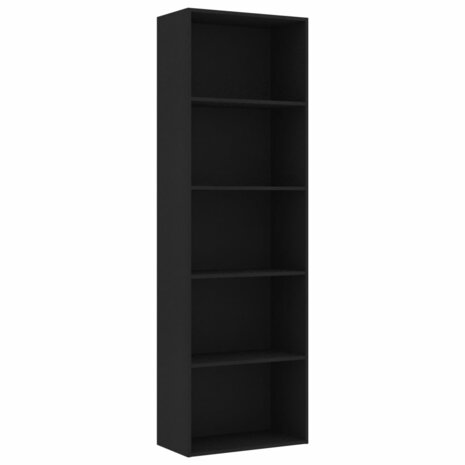 Boekenkast met 5 schappen 60x30x189 cm bewerkt hout zwart 8719883815862 2