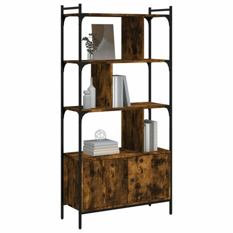 Boekenkast met deuren 76,5x30x154,5 cm hout gerookt eikenkleur 8720845915582 3