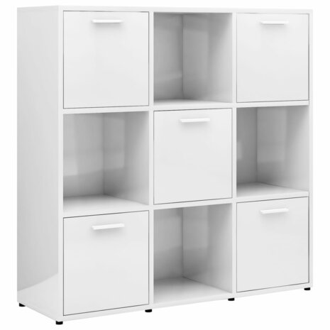 Boekenkast 90x30x90 cm bewerkt hout hoogglans wit 8720286017302 2