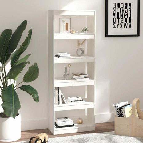 Boekenkast/kamerscherm 60x30x167,5 cm massief grenenhout wit 8720286608746 6