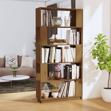 Boekenkast/kamerscherm 80x25x163,5 cm grenenhout honingbruin 8720286906101 1