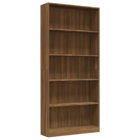 Boekenkast 80x24x175 cm bewerkt hout bruin eikenkleur 8720286976098 2