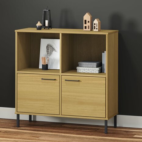 Boekenkast met metalen poten OSLO 90x35x90,5 cm hout bruin 8720845578237 1