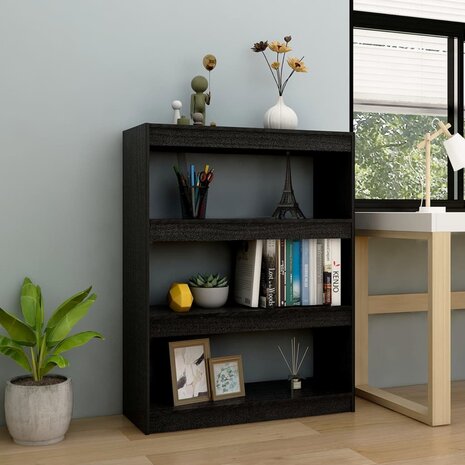 Boekenkast/kamerscherm 100x30x103 cm massief grenenhout zwart 8720286609170 1