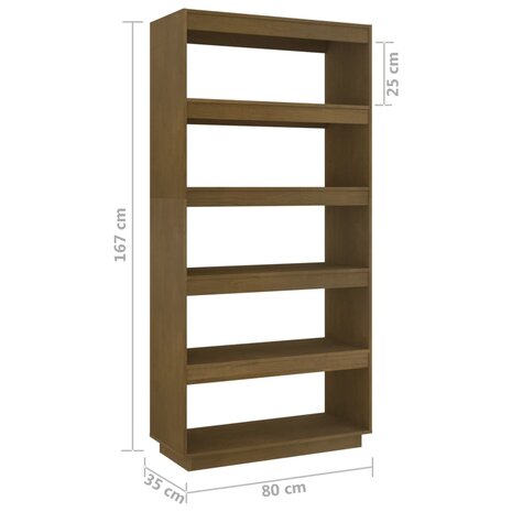 Boekenkast/kamerscherm 80x35x167 cm grenenhout honingbruin 8720286816288 8