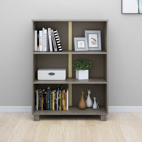 Boekenkast HAMAR 85x35x112 cm massief grenenhout lichtgrijs 8720286818336 5