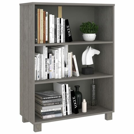 Boekenkast HAMAR 85x35x112 cm massief grenenhout lichtgrijs 8720286818336 6