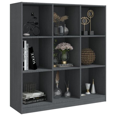 Boekenkast/kamerscherm 104x33,5x110 cm massief grenenhout grijs 8720286773031 4