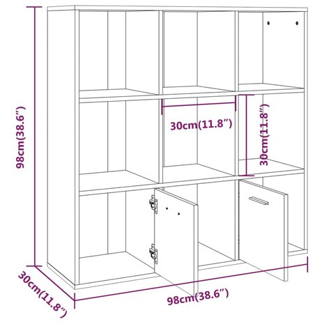 Boekenkast 98x30x98 cm grijs sonoma eikenkleurig 8720286954317 9