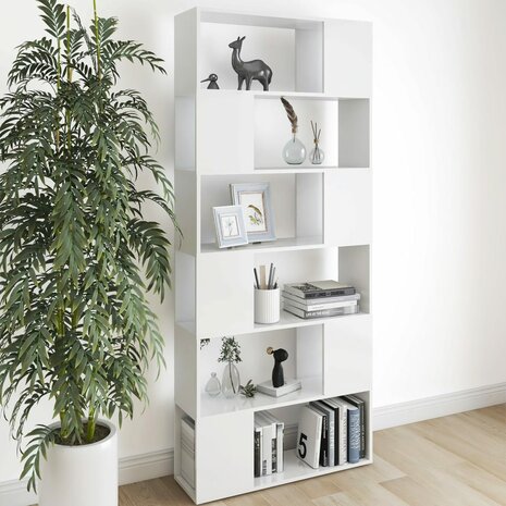 Boekenkast/kamerscherm 80x24x186 cm spaanplaat wit 8720286651087 1