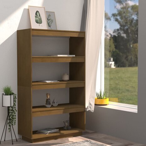 Boekenkast/kamerscherm 80x35x135 cm grenenhout honingbruin 8720286816233 3