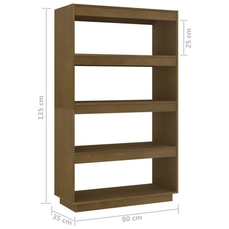 Boekenkast/kamerscherm 80x35x135 cm grenenhout honingbruin 8720286816233 8