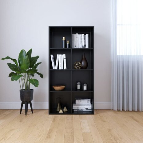 Boekenkast/dressoir 66x30x130 cm bewerkt hout zwart 8719883673158 1