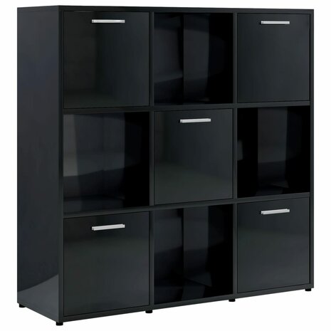 Boekenkast 90x30x90 cm bewerkt hout hoogglans zwart 8720286017319 2