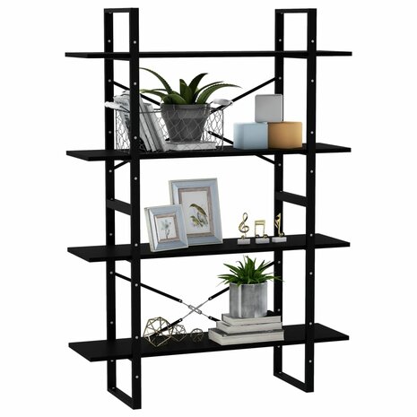 Boekenkast met 4 schappen 100x30x140 cm grenenhout zwart 8720286567760 4