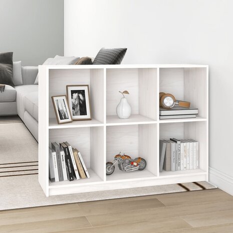 Boekenkast 104x33x76 cm massief grenenhout wit 8720286772966 3