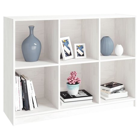 Boekenkast 104x33x76 cm massief grenenhout wit 8720286772966 4