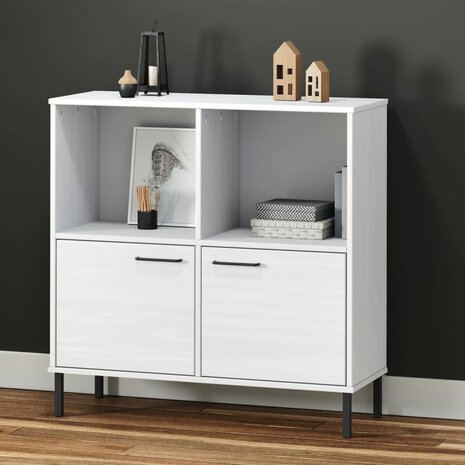 Boekenkast met metalen poten OSLO 90x35x90,5 cm hout wit 8720845578251 1