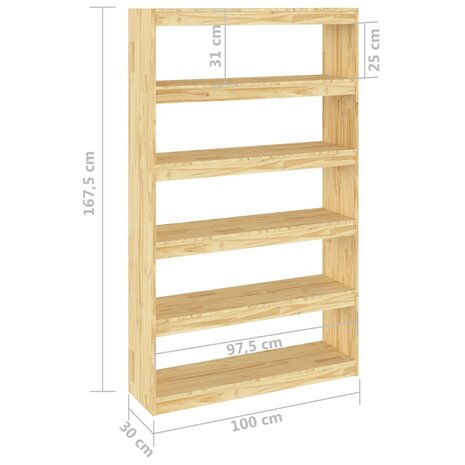 Boekenkast / kamerscherm 100x30x167,5 cm massief grenenhout 8720286609231 8