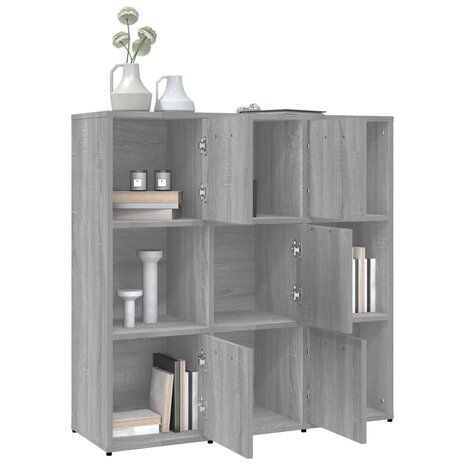 Boekenkast 90x30x90 cm bewerkt hout grijs sonoma eikenkleurig 8720286977040 4